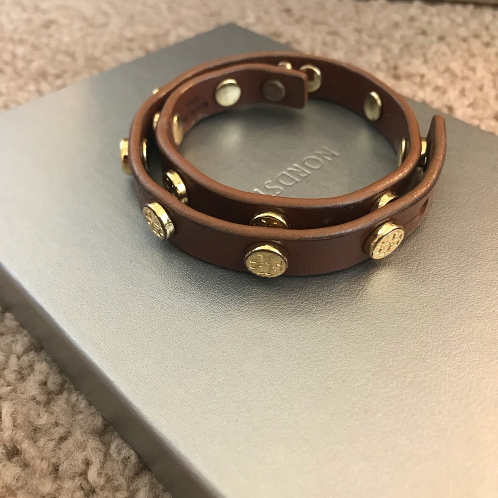 Tory Burch Brown Leather wrap bracelet